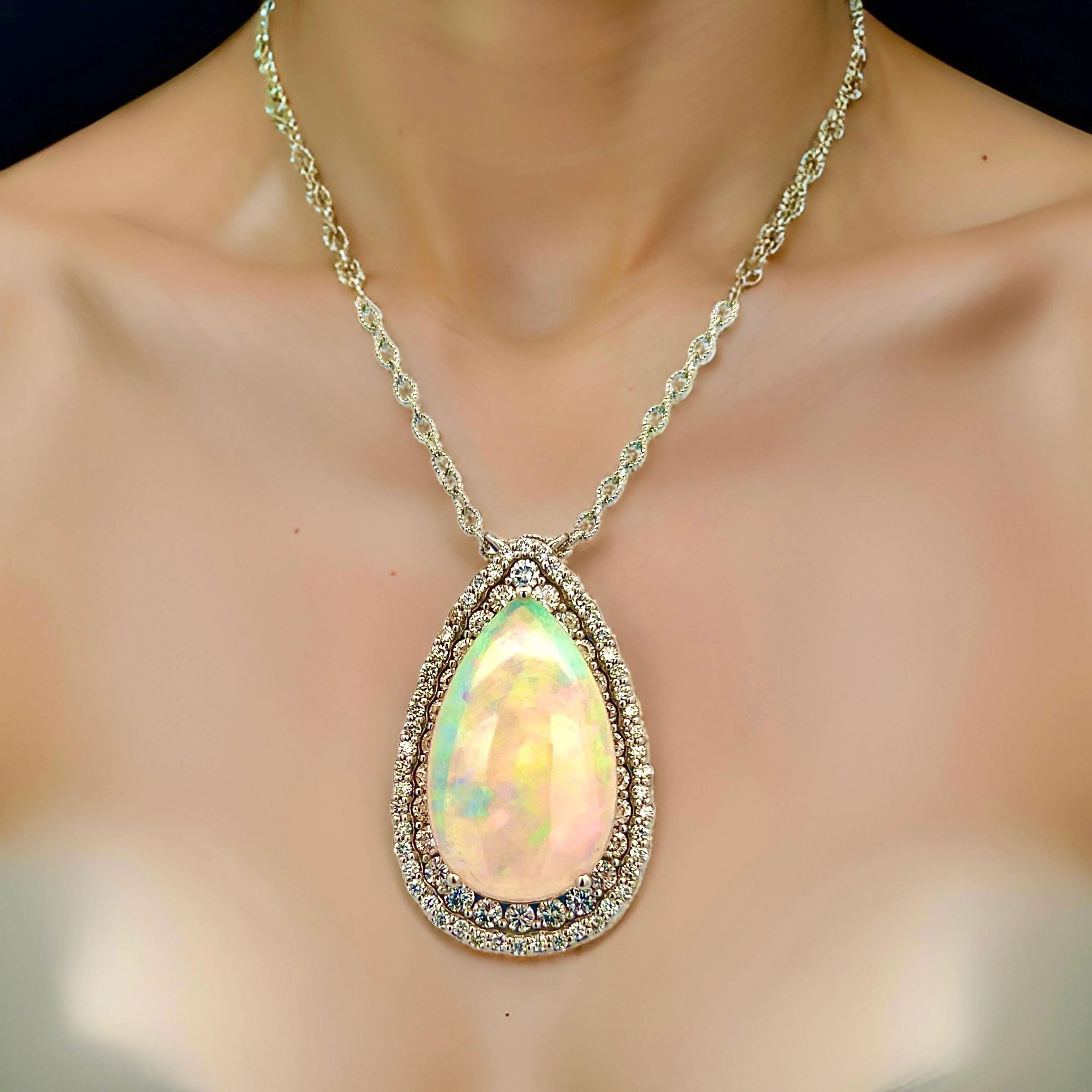 Natural Opal Diamond Necklace 20