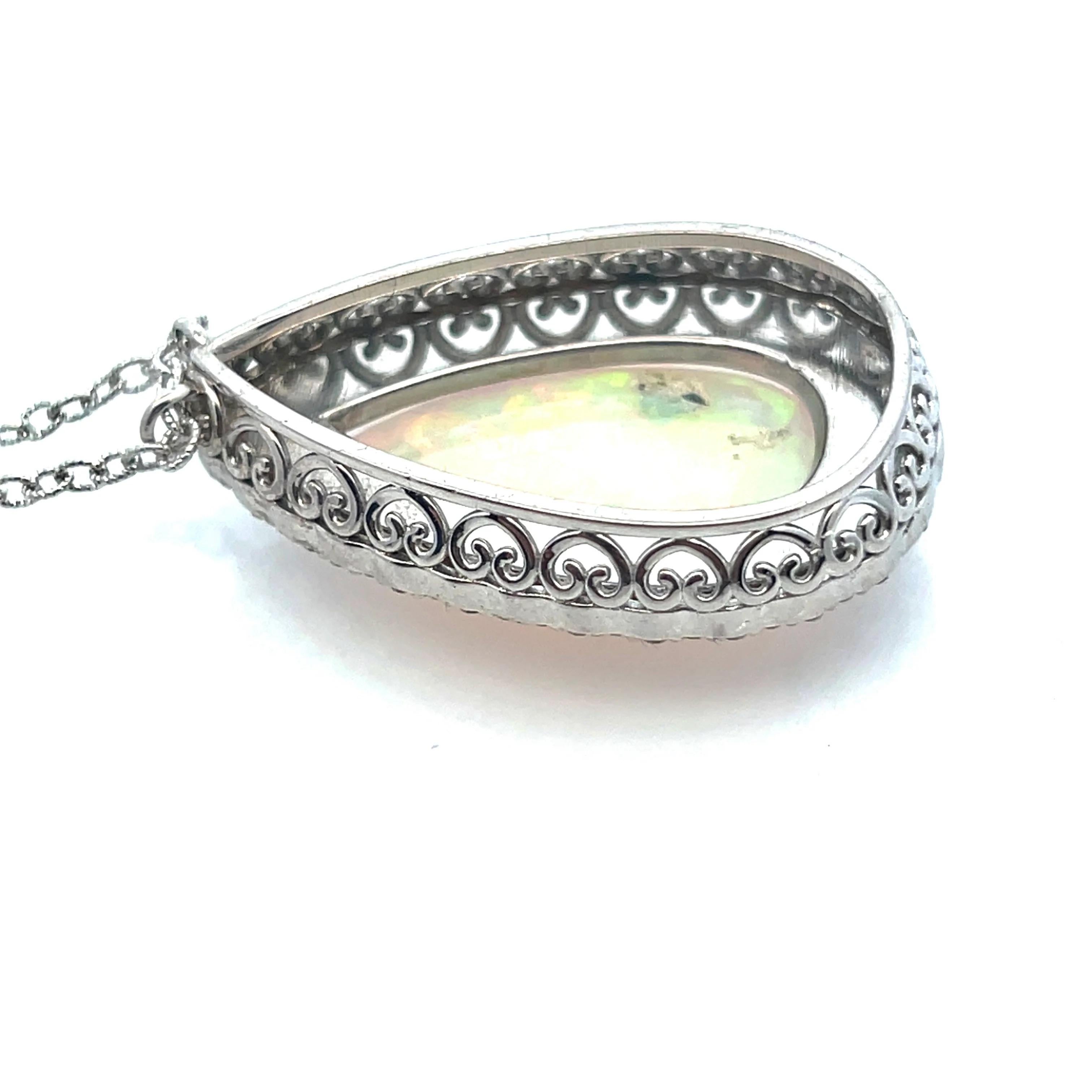 Natural Opal Diamond Necklace 20