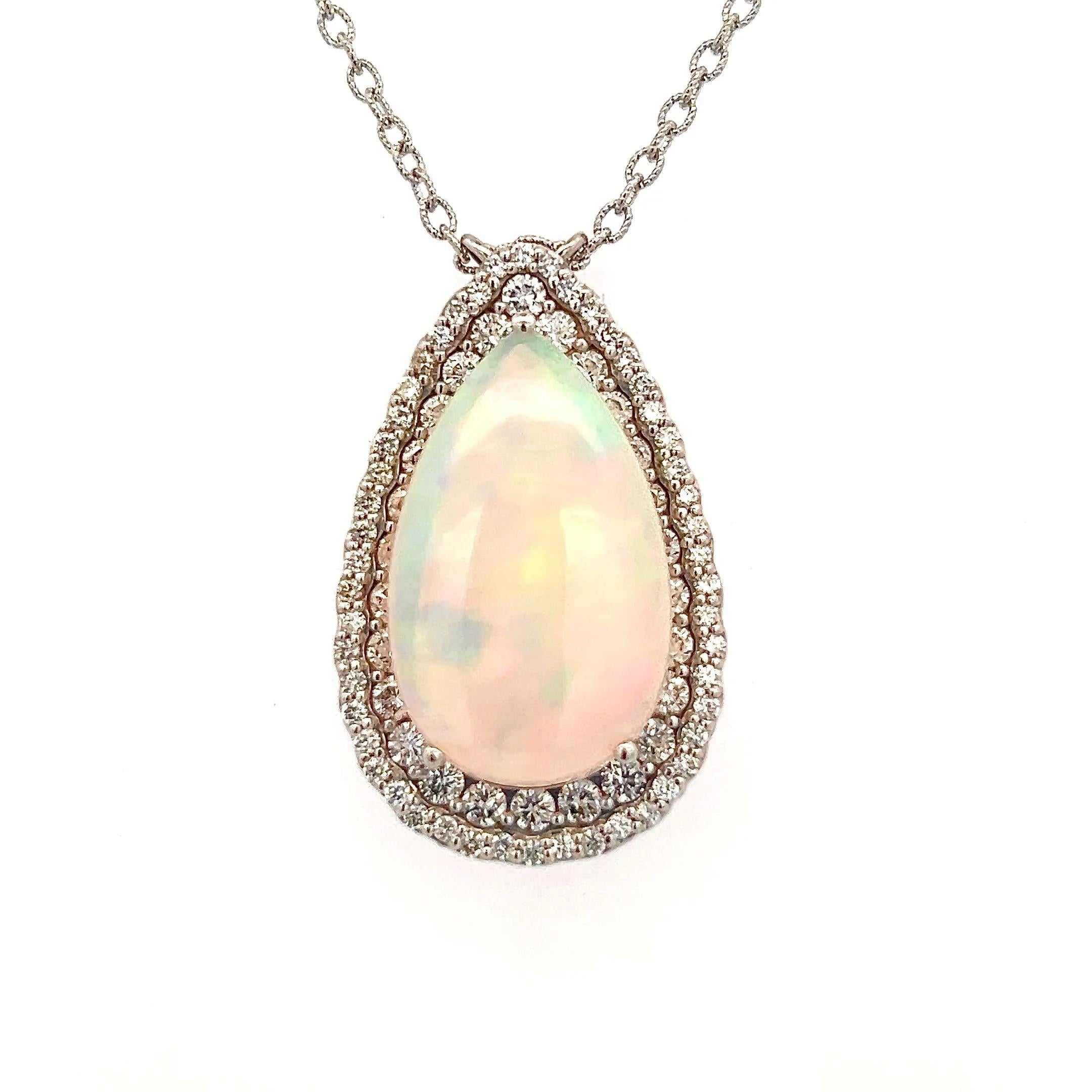 Natural Opal Diamond Necklace 20