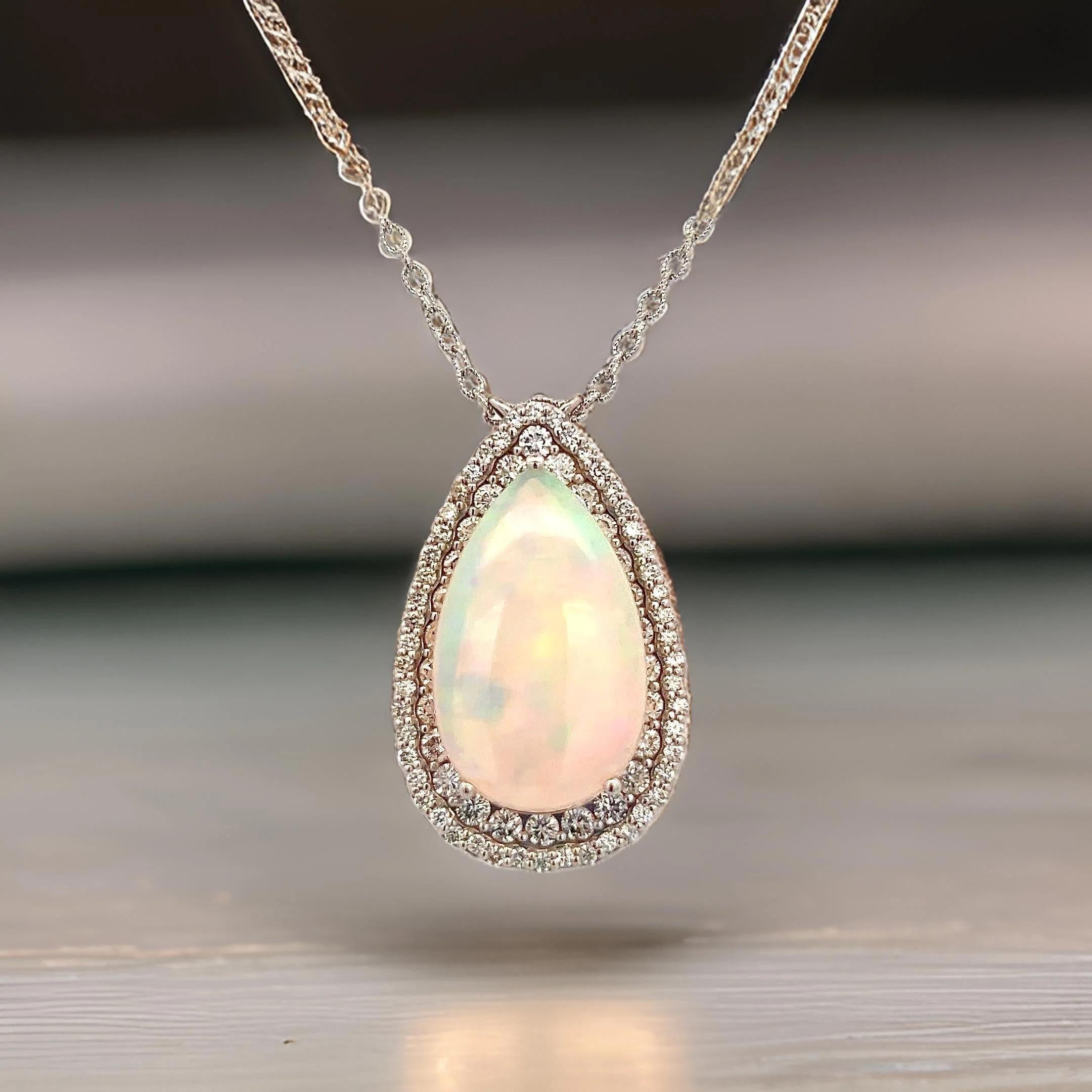 Natural Opal Diamond Necklace 20