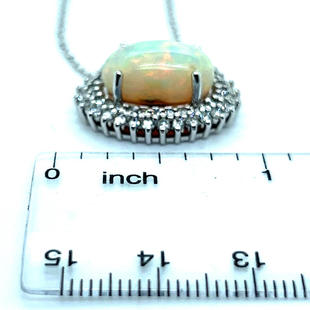 Natural Opal Diamond Pendant Necklace 14k Gold 5.81 TCW Certified In New Condition For Sale In Brooklyn, NY