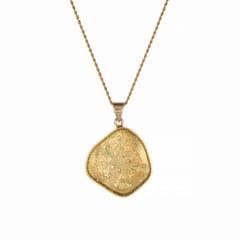 Natural Opal Diamond Pendant Necklace Estate 18k Yellow Gold Freeform Jewelry