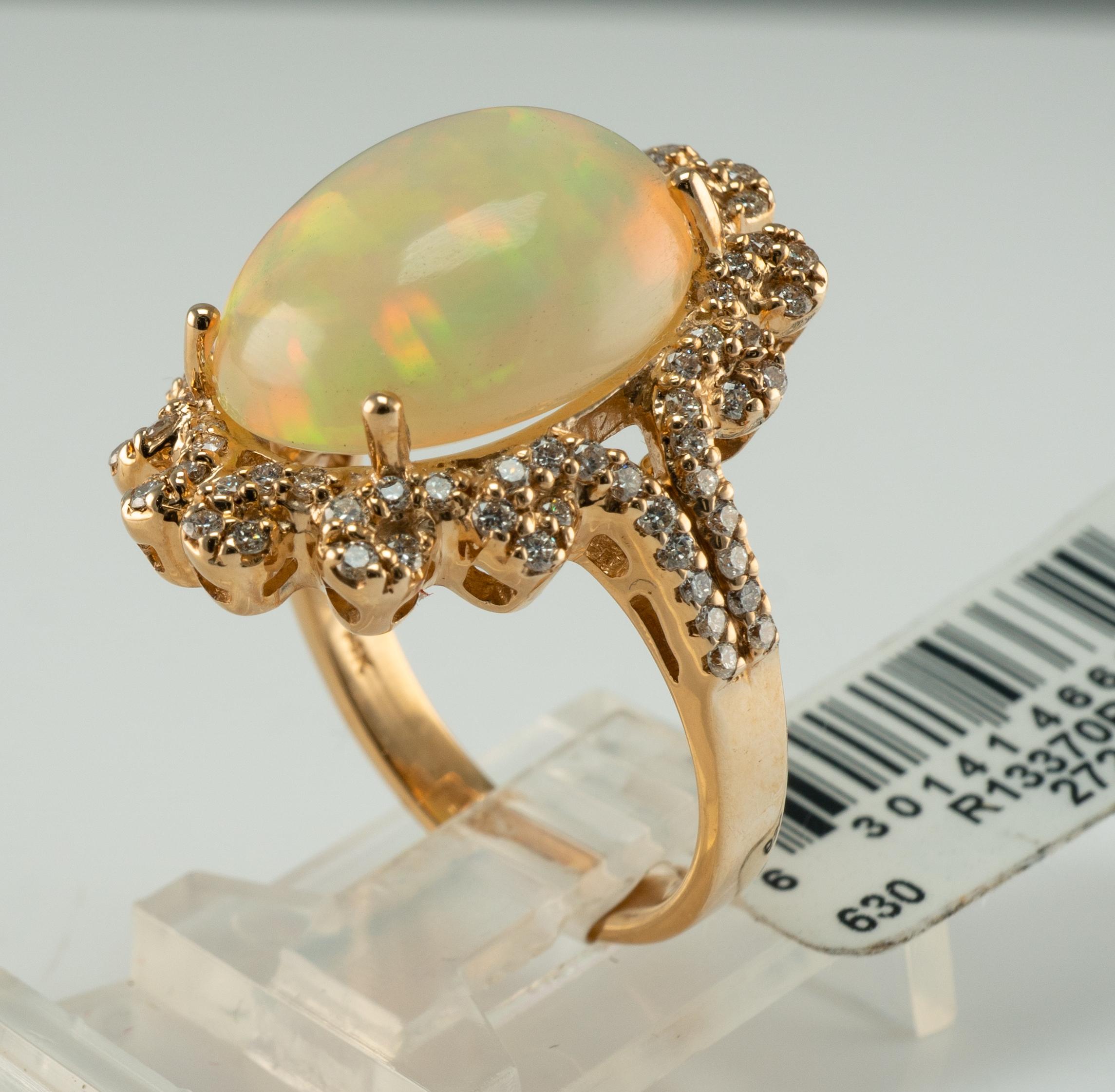 Natural Opal Diamond Ring 14K Gold Estate Retail Tag $8400 For Sale 7