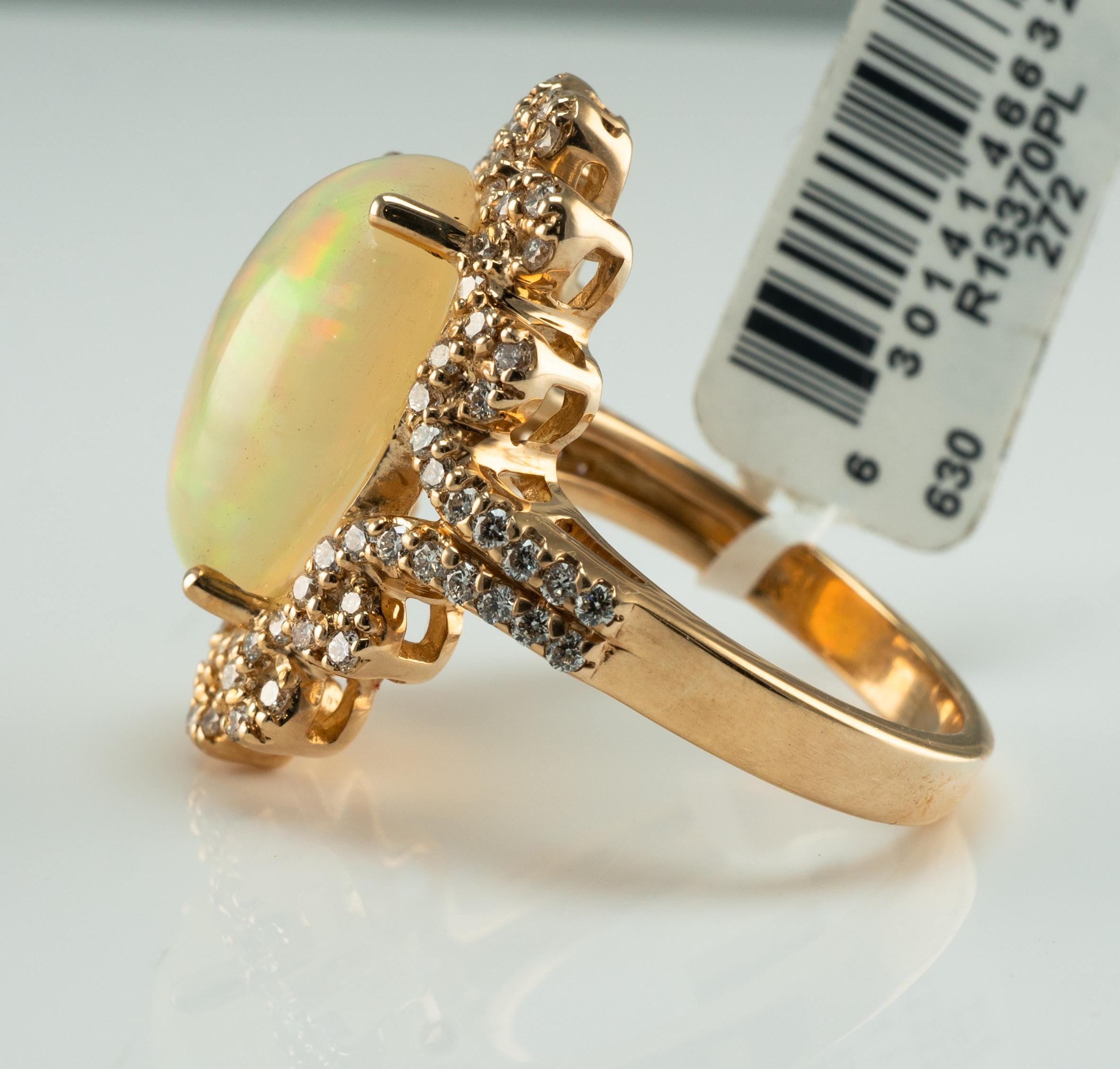 natürlicher Opal-Diamant-Ring 14K Gold Nachlass-Tag $8400 im Angebot 8