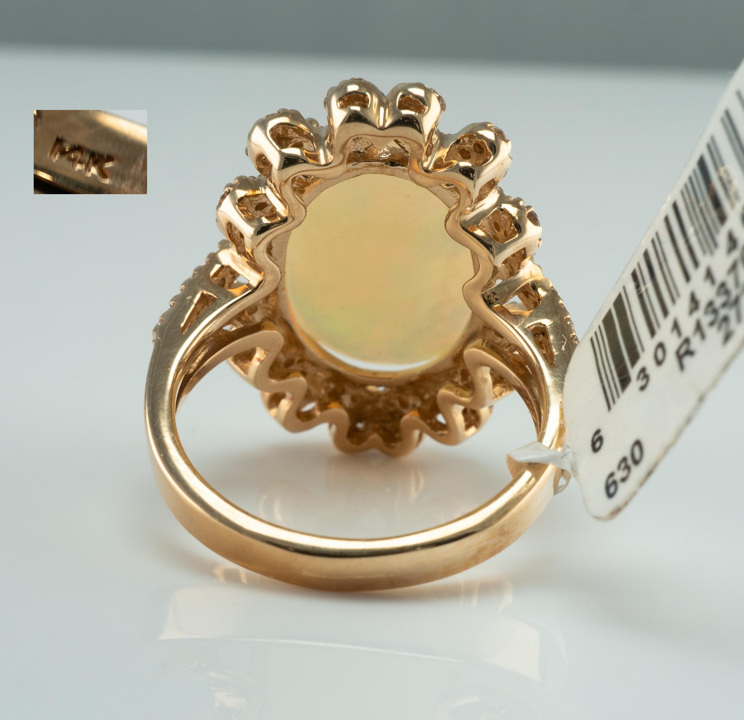 Natural Opal Diamond Ring 14K Gold Estate Retail Tag $8400 For Sale 1