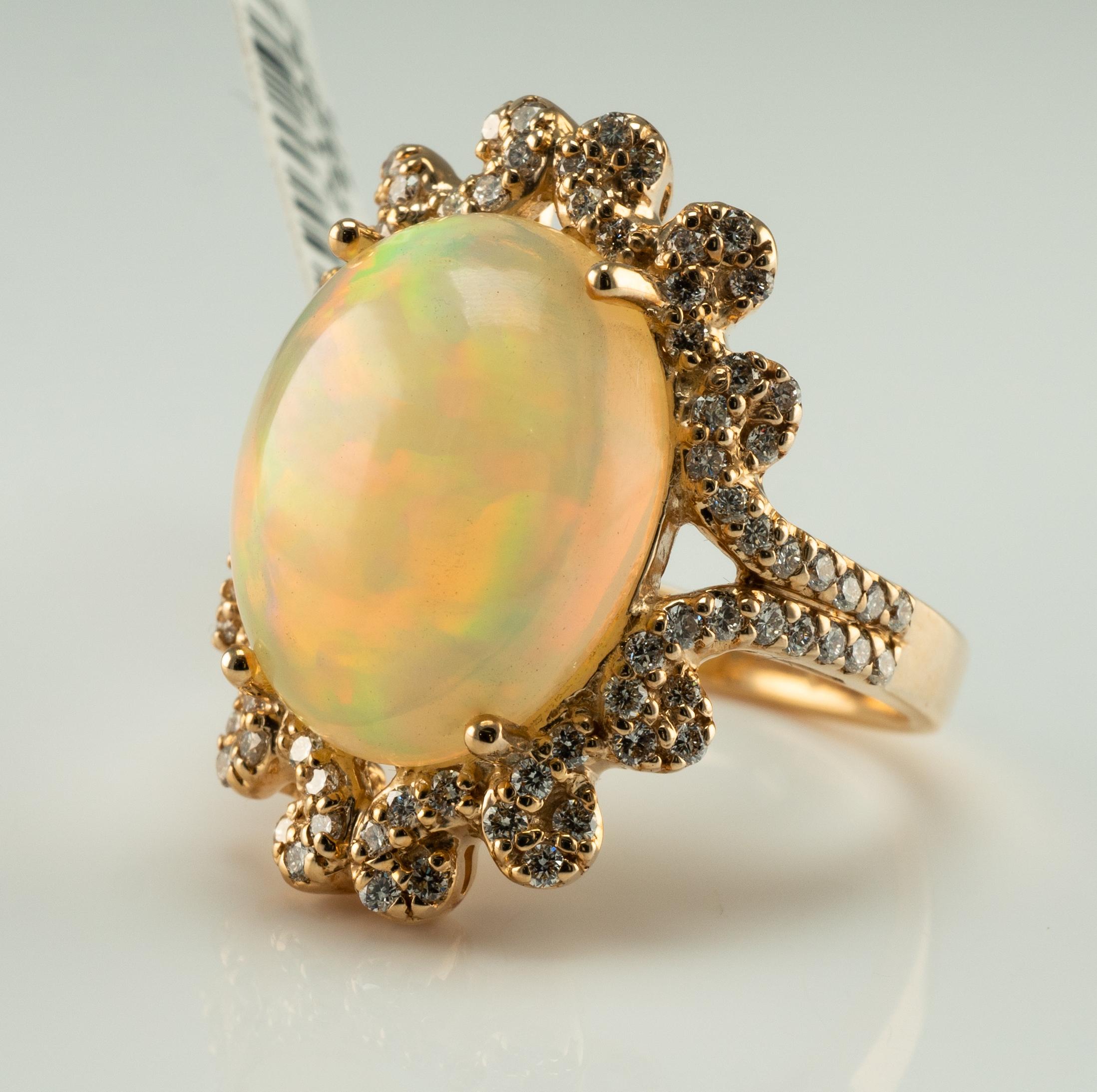 natürlicher Opal-Diamant-Ring 14K Gold Nachlass-Tag $8400 im Angebot 3