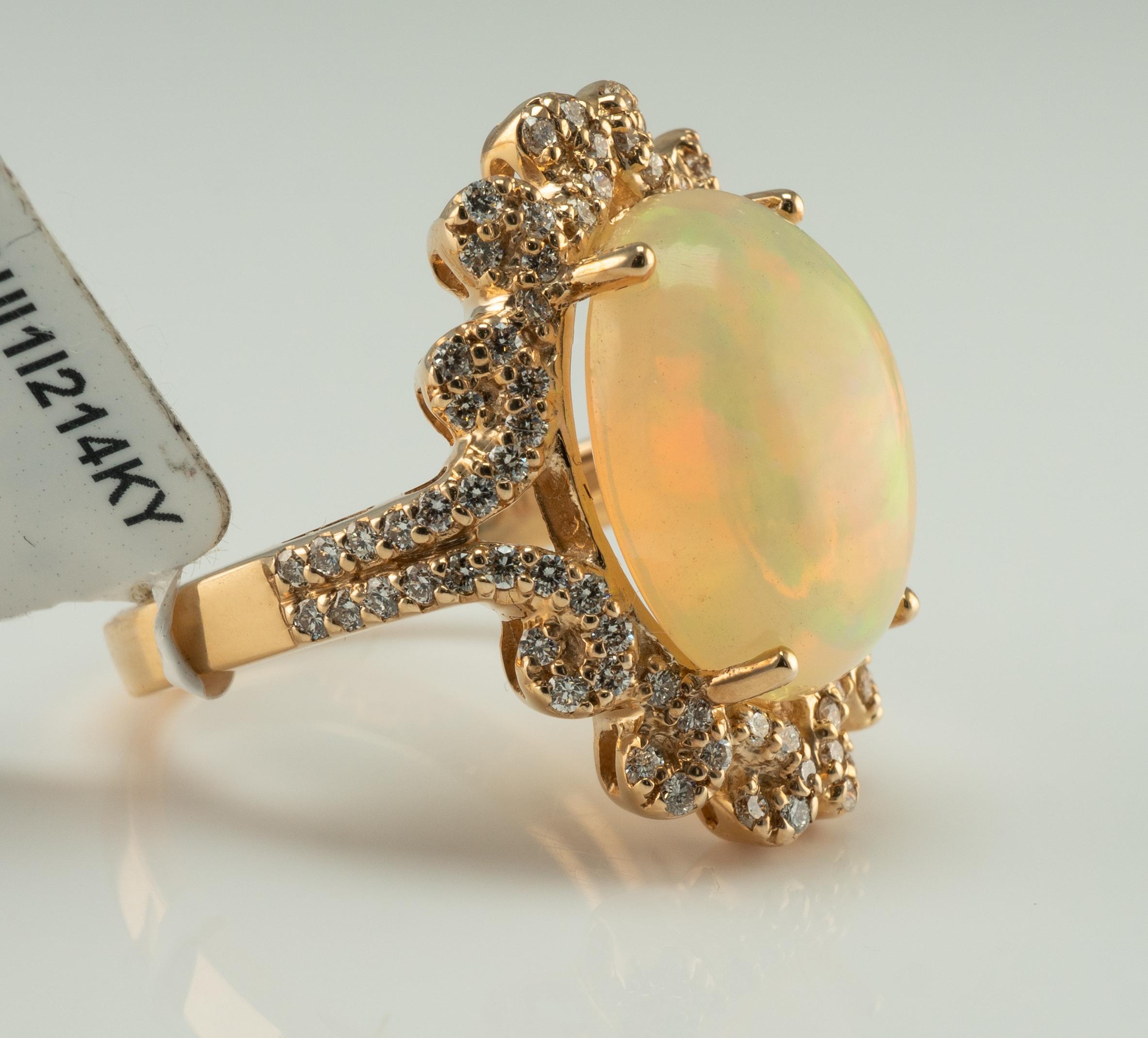 natürlicher Opal-Diamant-Ring 14K Gold Nachlass-Tag $8400 im Angebot 4