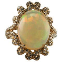 Natural Opal Diamond Ring 14K Gold Estate Retail Tag $8400