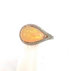 Natural Opal Diamond Ring 6.75 14k W Gold 4 TCW Certified