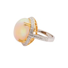 Natürliche 13,85cts Opal & 0,98cts Diamant Ring in 18k Gold