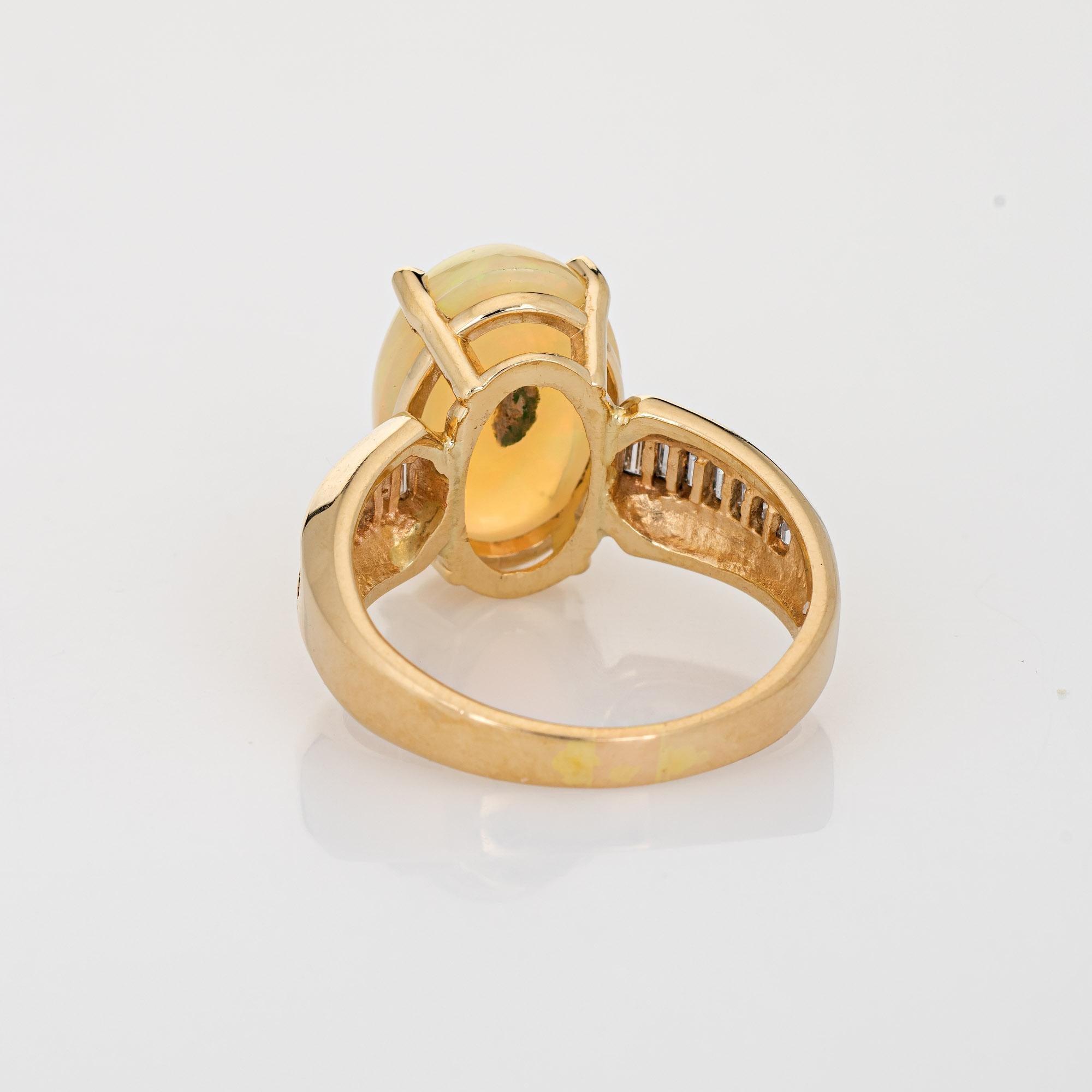 Bague vintage en or jaune 14 carats avec opale naturelle et diamants, bijouterie d'art Bon état - En vente à Torrance, CA