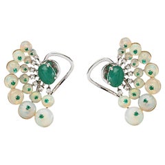 Opale naturale, smeraldo, tsavorite Orecchino d'oro con gemme 14K