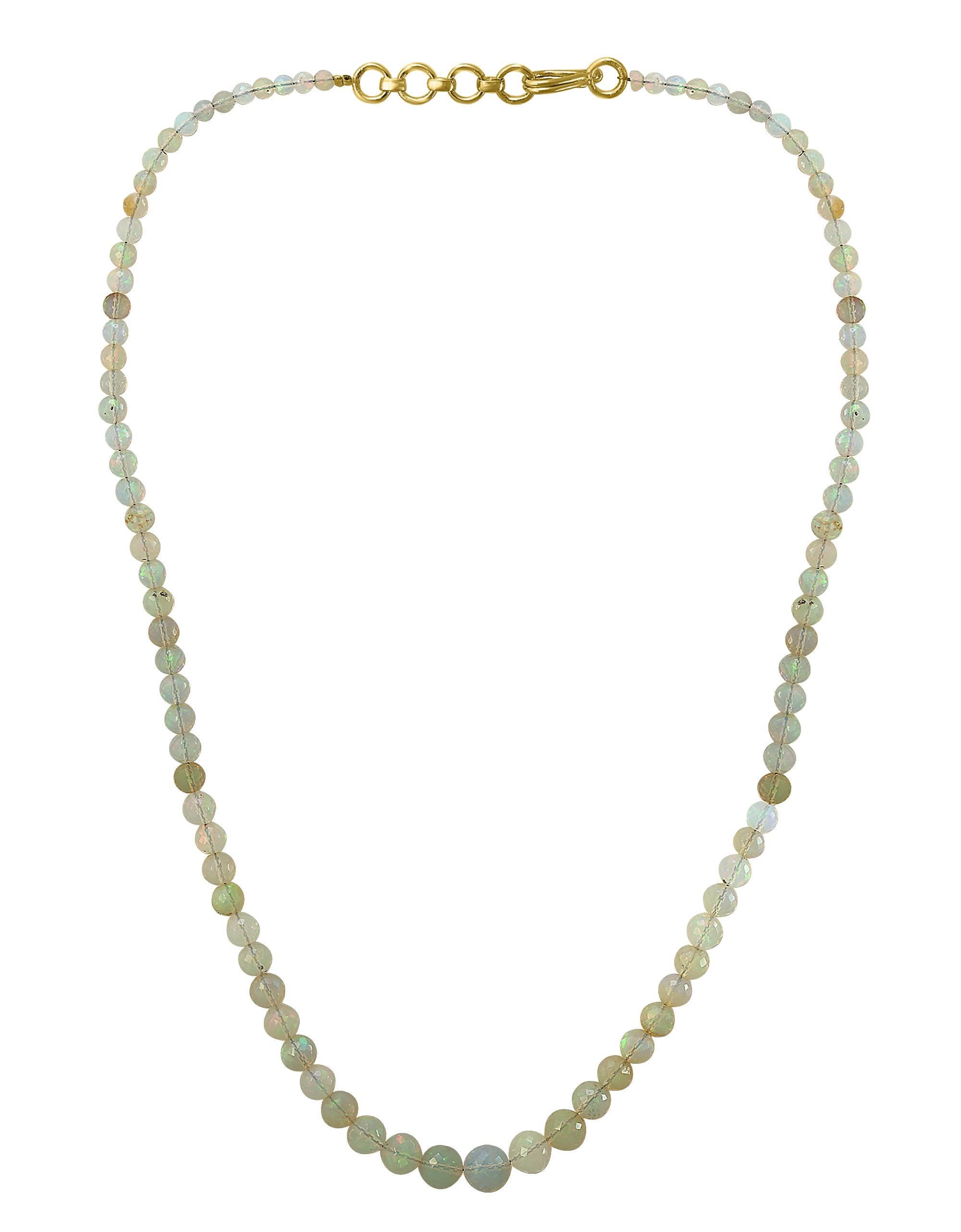  Natural Opal single strand Bead Necklace In silver 
18