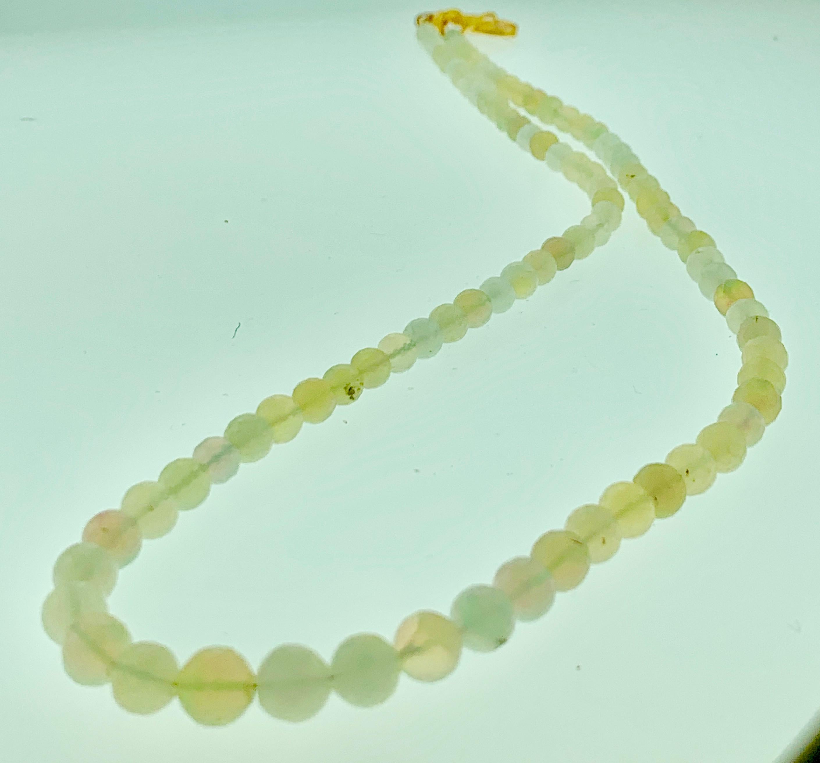 Women's or Men's Natural Opal Faceted Bead Single Strand Necklace on Clearance Silver Clasp For Sale