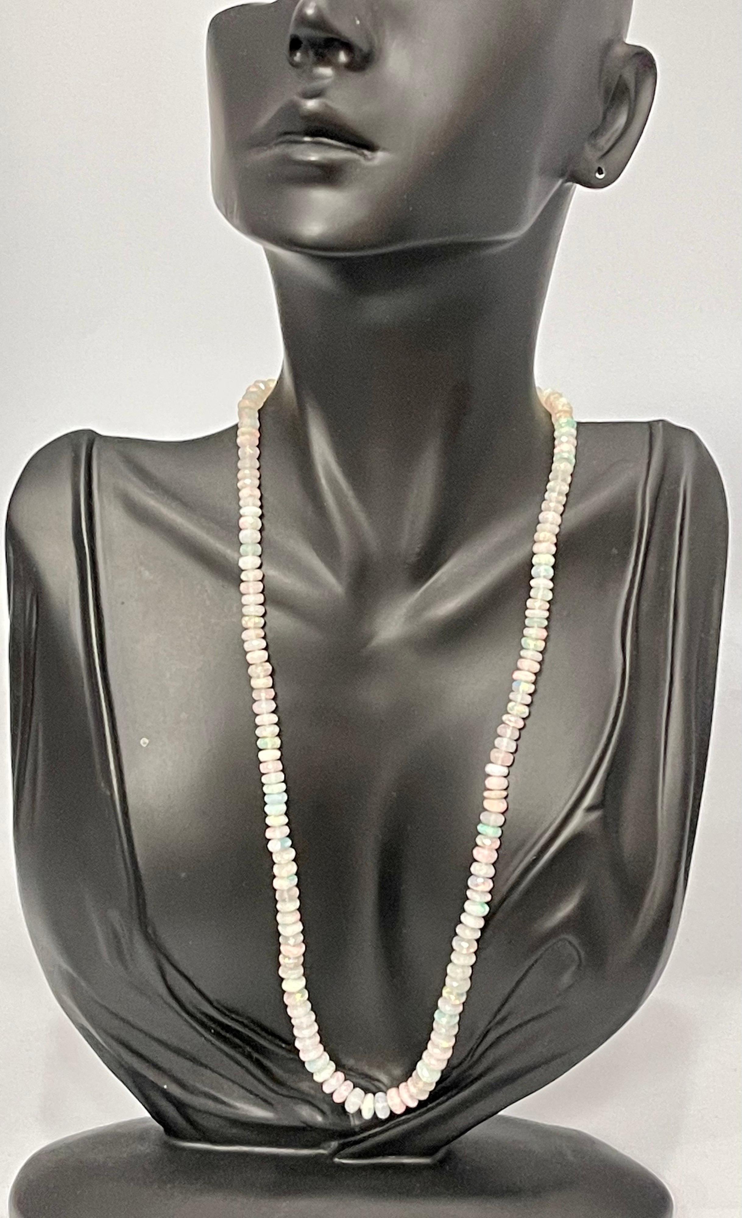 Natürliche natürliche Opal facettierte Perle einreihige Halskette im Angebot 14 K Gold Karat Karat Karabinerverschluss im Angebot 7