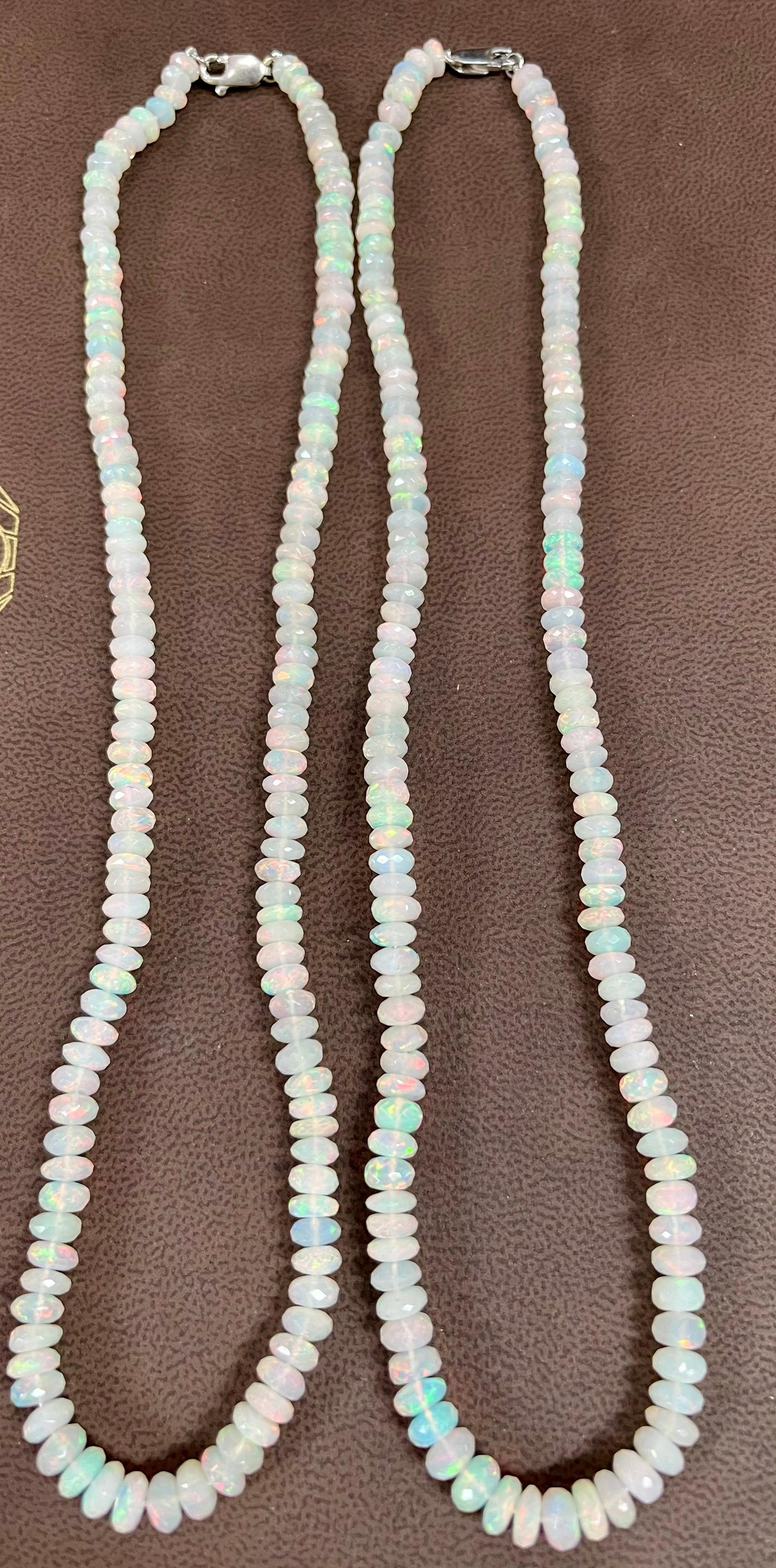 Natural Opal Faceted Bead Single Strand Necklace on Sale 14 K Gold Lobster Clasp For Sale 1