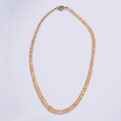 Natural Opal Faceted Rondelle Bead Necklace, Yellow Gold