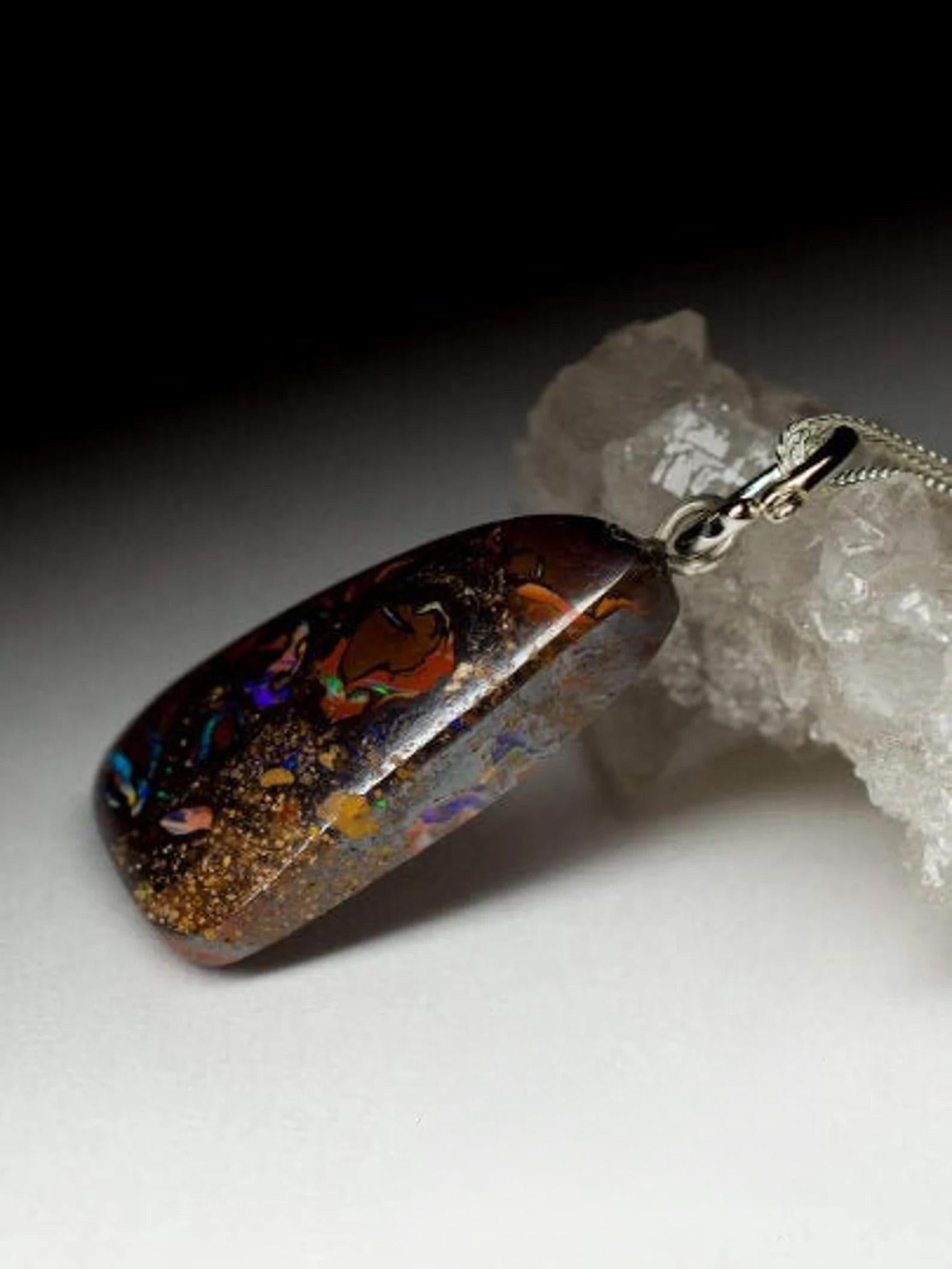 Artist Natural Opal Pendant Boulder Australian Gemstone Gothic Style gift For Sale