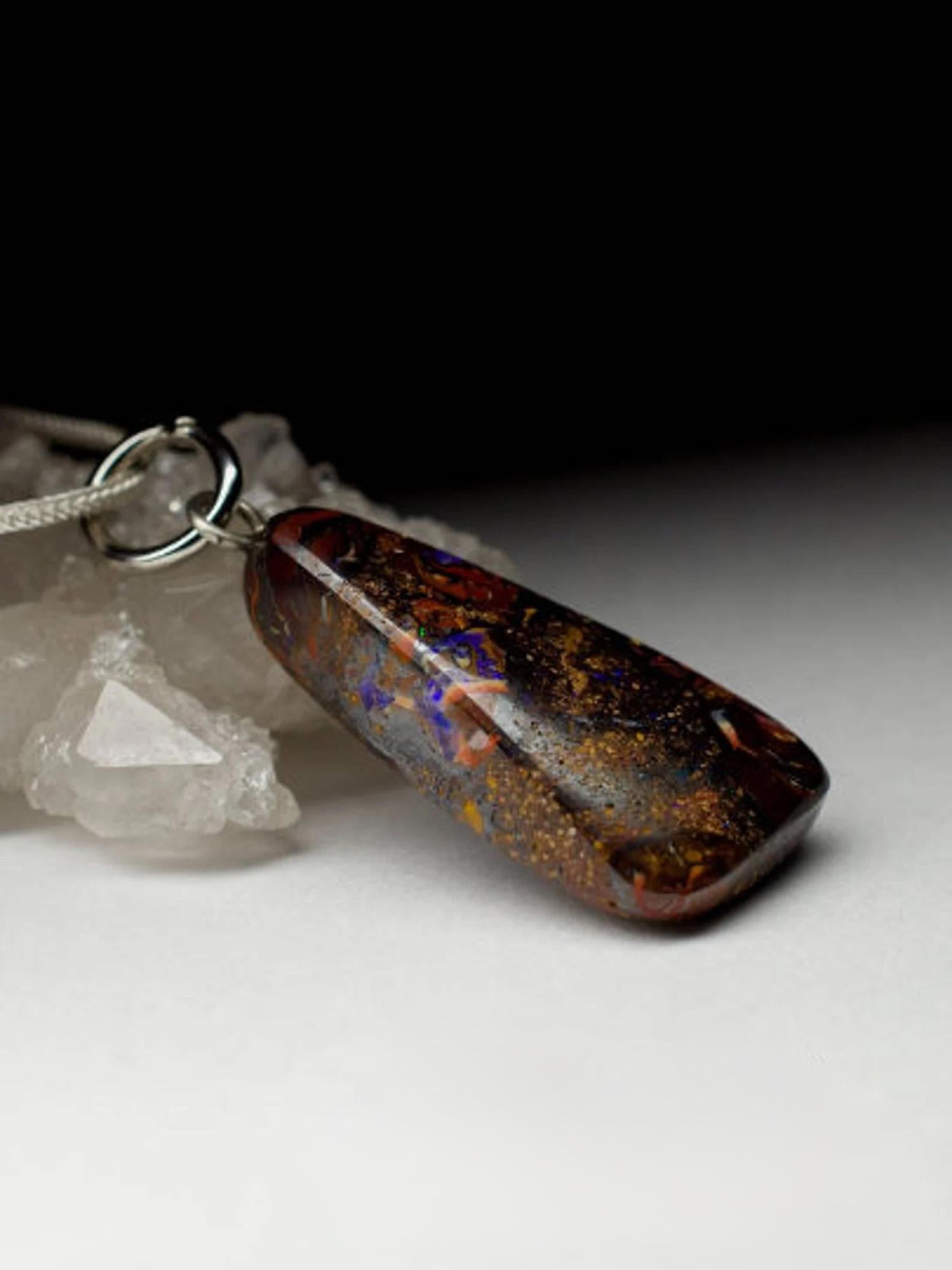 Natural Opal Pendant Boulder Australian Gemstone Gothic Style gift For Sale 1