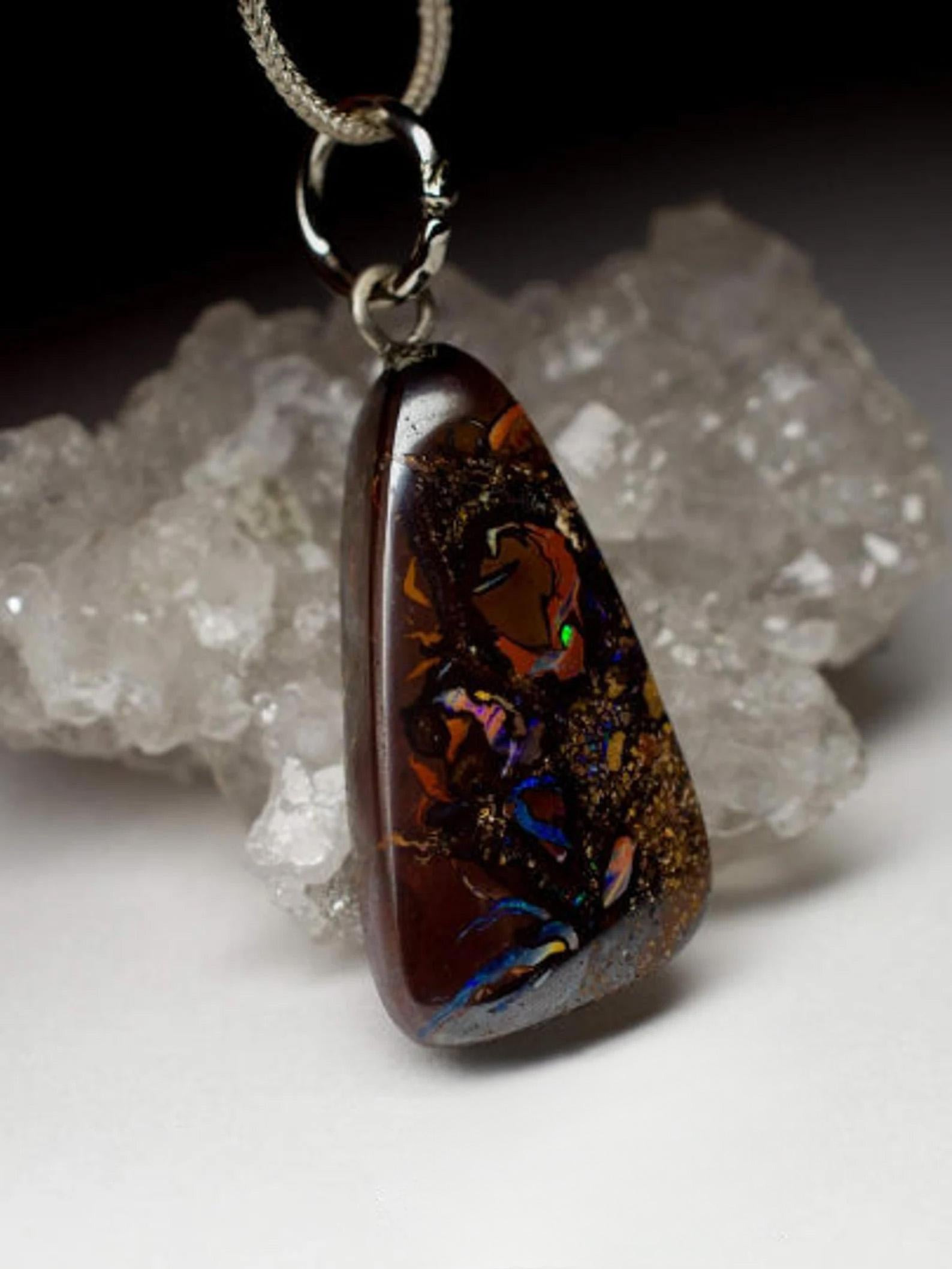Natural Opal Pendant Boulder Australian Gemstone Gothic Style gift