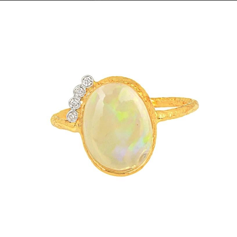 Natural Opal Ring 18K gold in vendita 1
