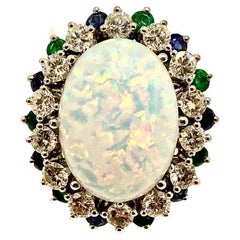 Natural Opal Ring 7.50ct with Diamonds, Sapphires & Emeralds