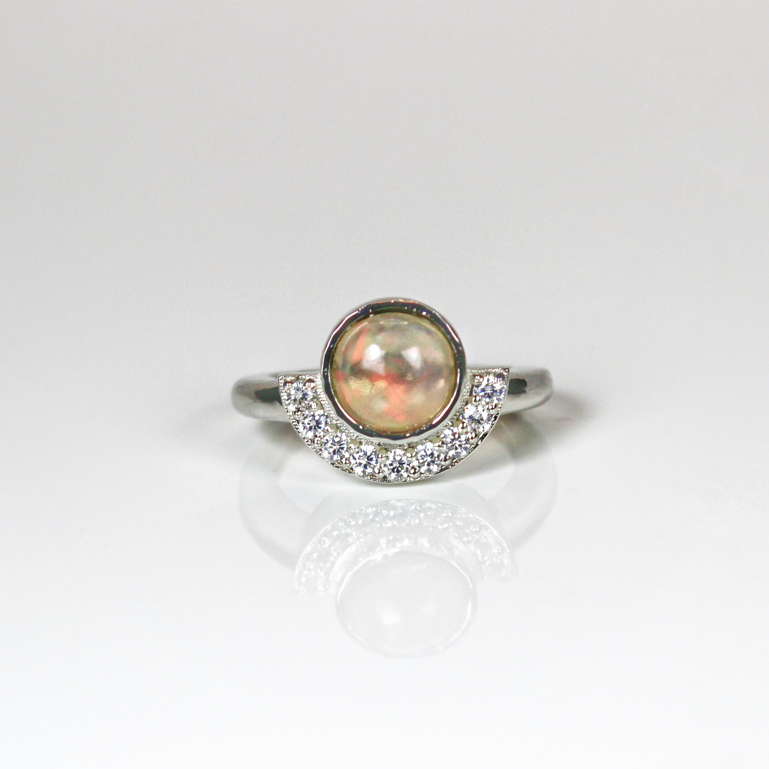 Round Cut Natural Opal Ring For Sale