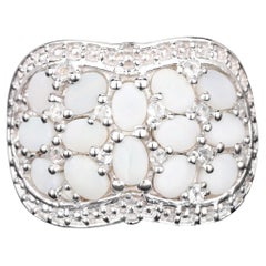 Natural Opal Ring With White Topaz 1.92 Carats Sterling Silver