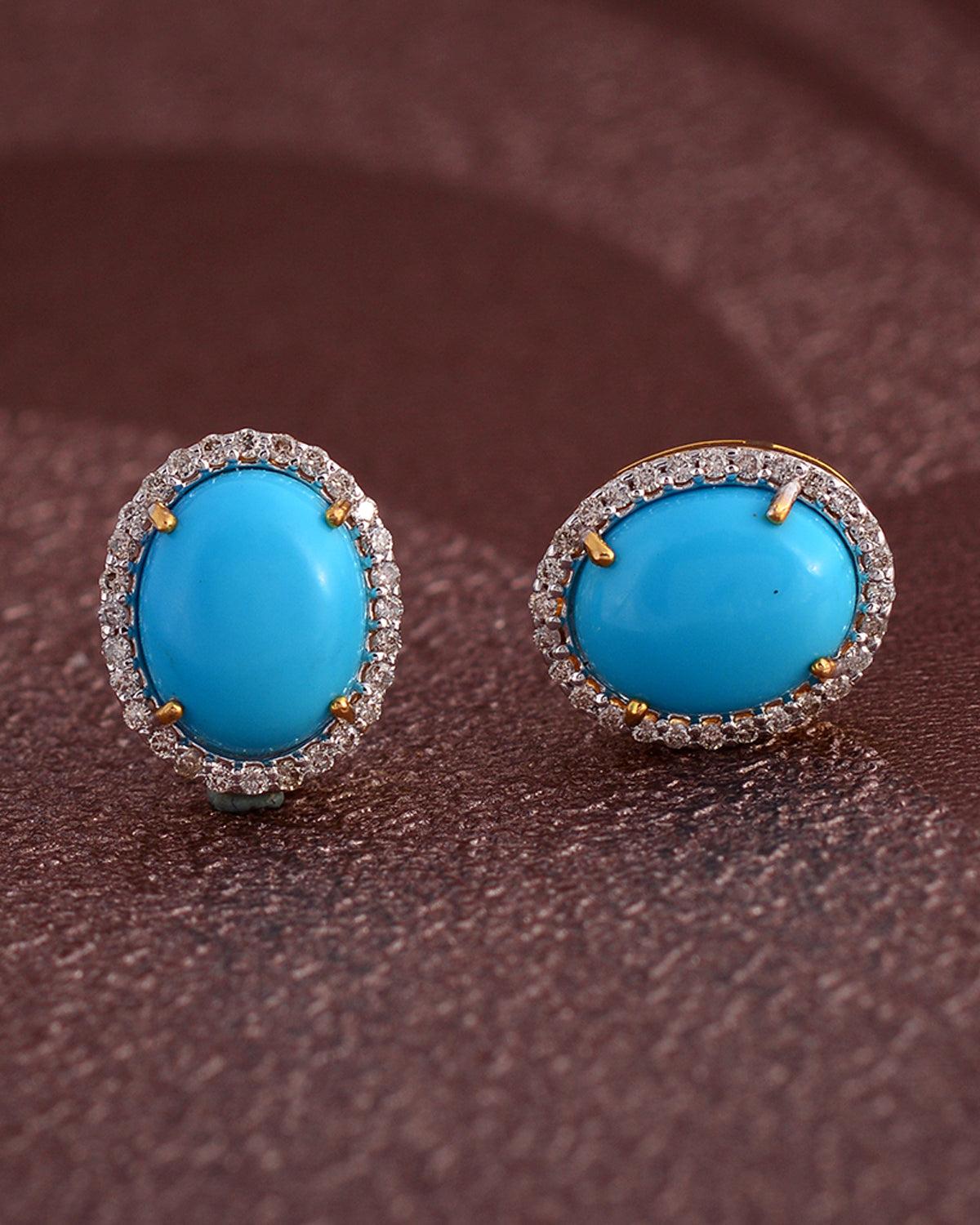 Contemporary Natural Opal Studs 14K For Sale