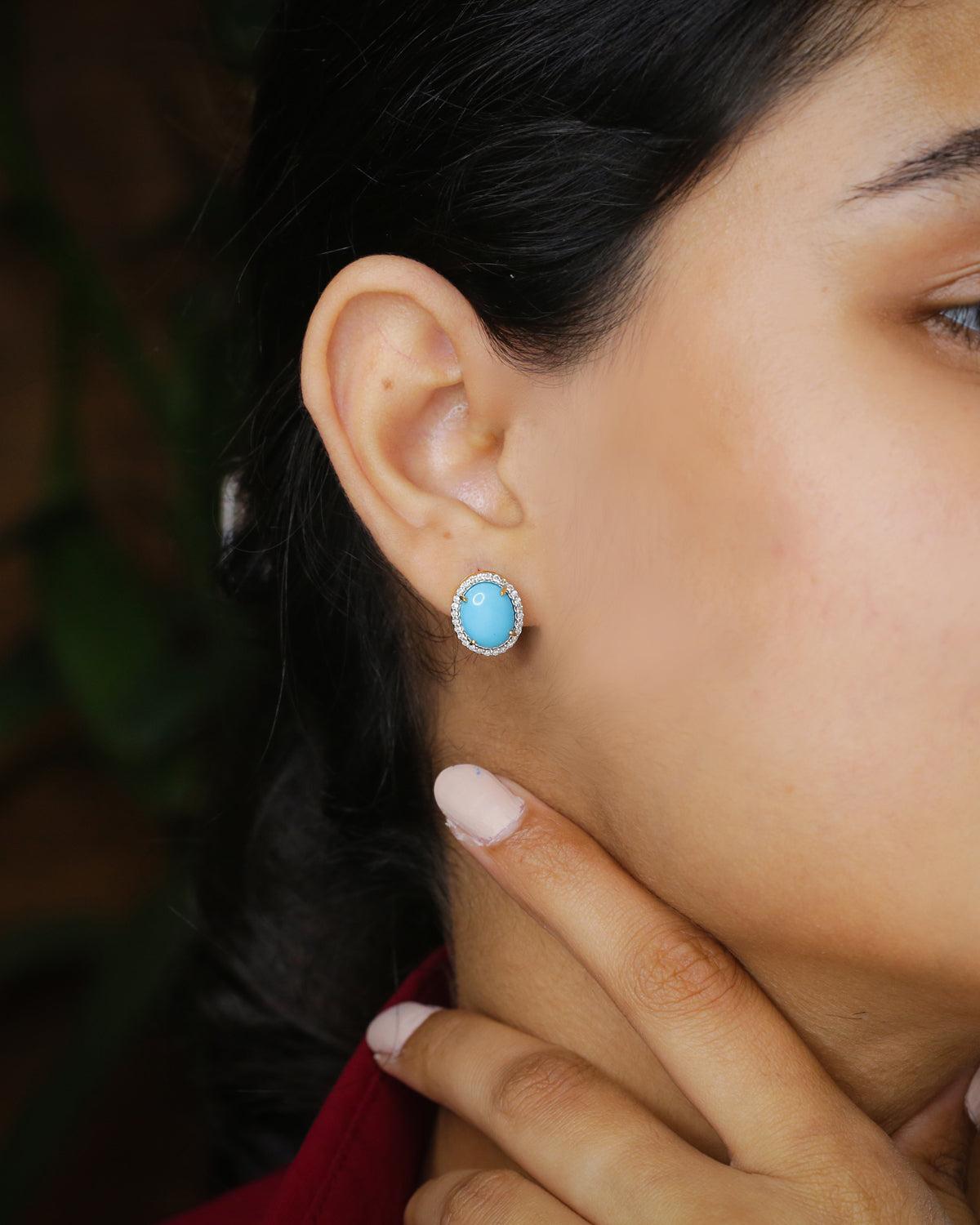 Uncut Natural Opal Studs 14K For Sale