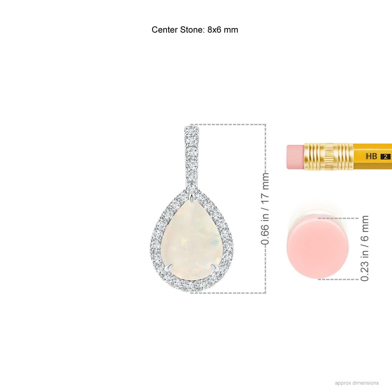 Moderno Ciondolo a goccia in opale naturale con diamante a raggiera in oro bianco 14K in vendita