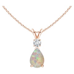 ANGARA Natürlicher 0,42 Karat Opal-Tropfen-Anhänger mit Diamant in 14 Karat Roségold
