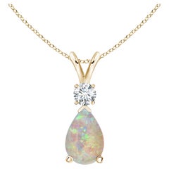 ANGARA Natürlicher 1,15 Karat Opal-Tropfen-Anhänger mit Diamant in 14 Karat Gelbgold