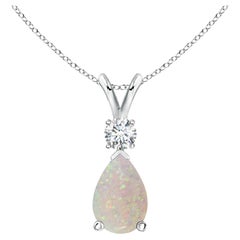 ANGARA Natürlicher 1,15 Karat Opal-Tropfen-Anhänger mit Diamant in Platin