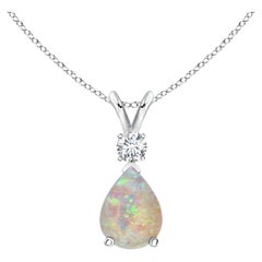 ANGARA Natürlicher 0,70 Karat Opal-Tropfen-Anhänger mit Diamant in Platin
