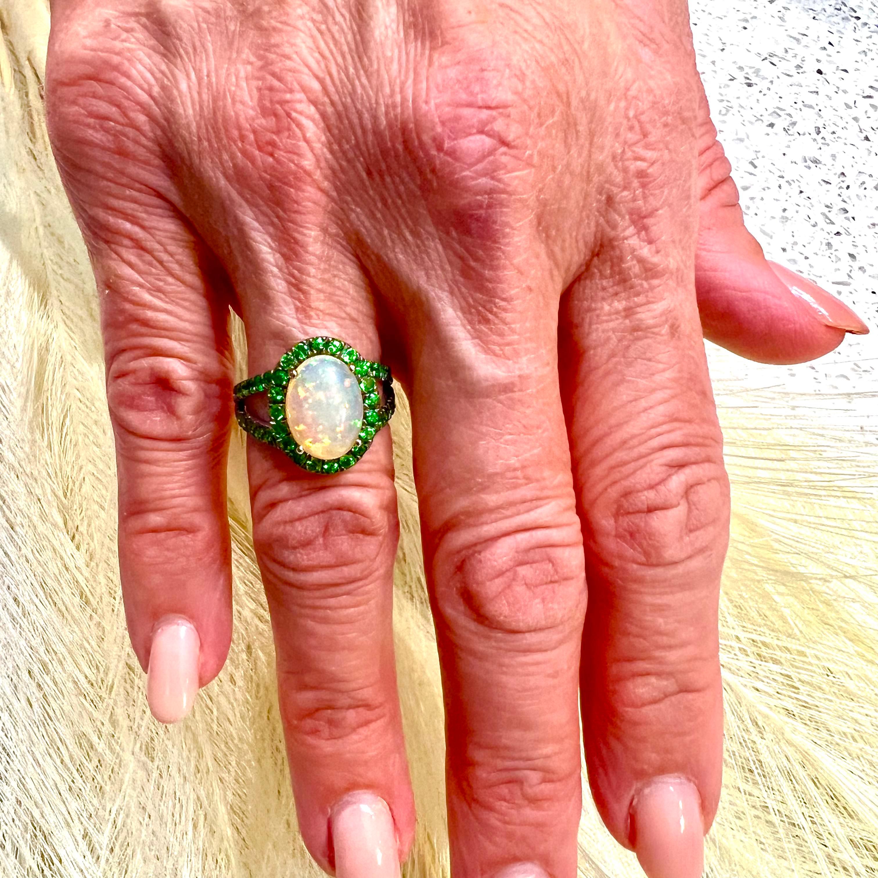 Natural Quality Opal Tsavorite Ring Size 7 14k Gold 5.66 TCW Certified $5,950 300686

This is a one of a Kind Unique Custom Made Glamorous Piece of Jewelry!

Nothing says, “I Love you” more than Diamonds and Pearls!

This item has been Certified,
