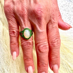 Natural Opal Tsavorite Ring 14k Gold 5.66 TCW Certified