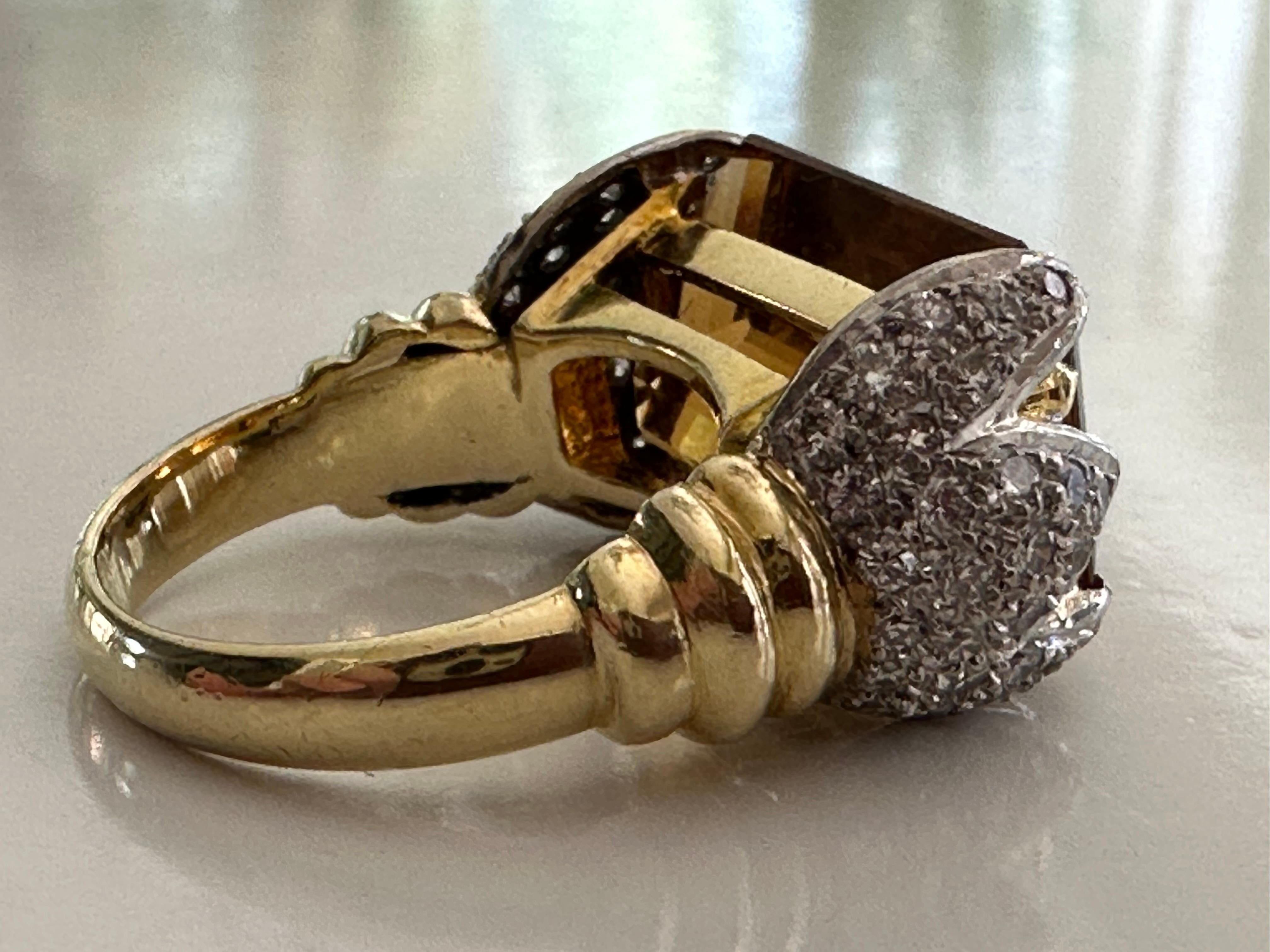Women's Natural Orange Citrine and Diamond Cocktail Ring For Sale