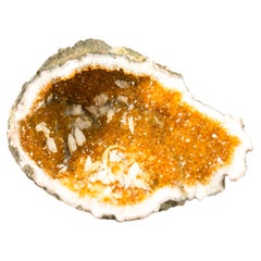 Natural Orange Citrine Geode Cave with Calcite Inclusions, Natural Decor Crystal