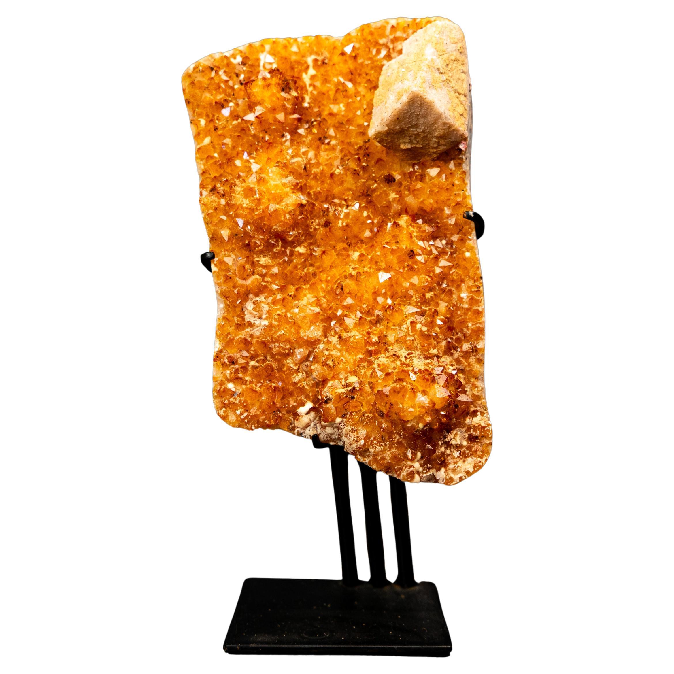 Natural Orange Citrine Geode Cluster with Aesthetic Calcite Inclusions