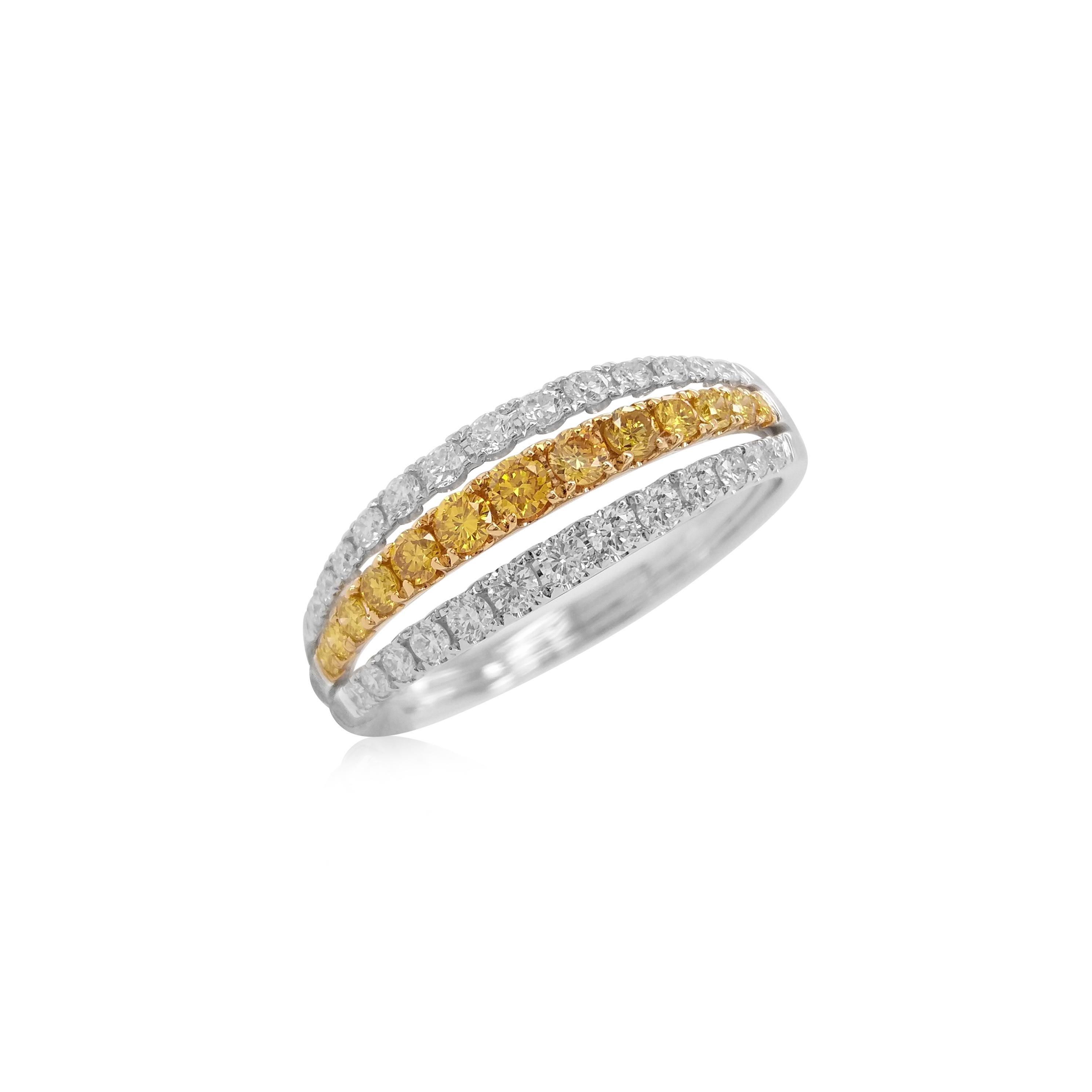 Contemporary Natural Orange Diamond 18K Gold Band Ring For Sale