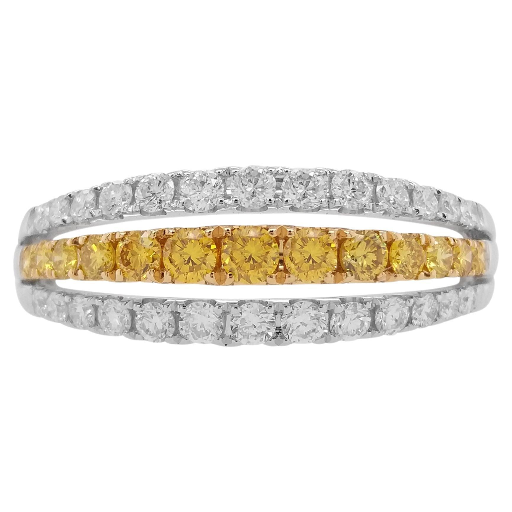Natural Orange Diamond 18K Gold Band Ring For Sale