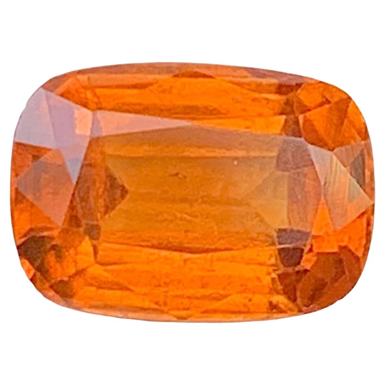 Natural Orange Garnet Gemstone: 2.69 Carat Cushion Cut January Birthstone