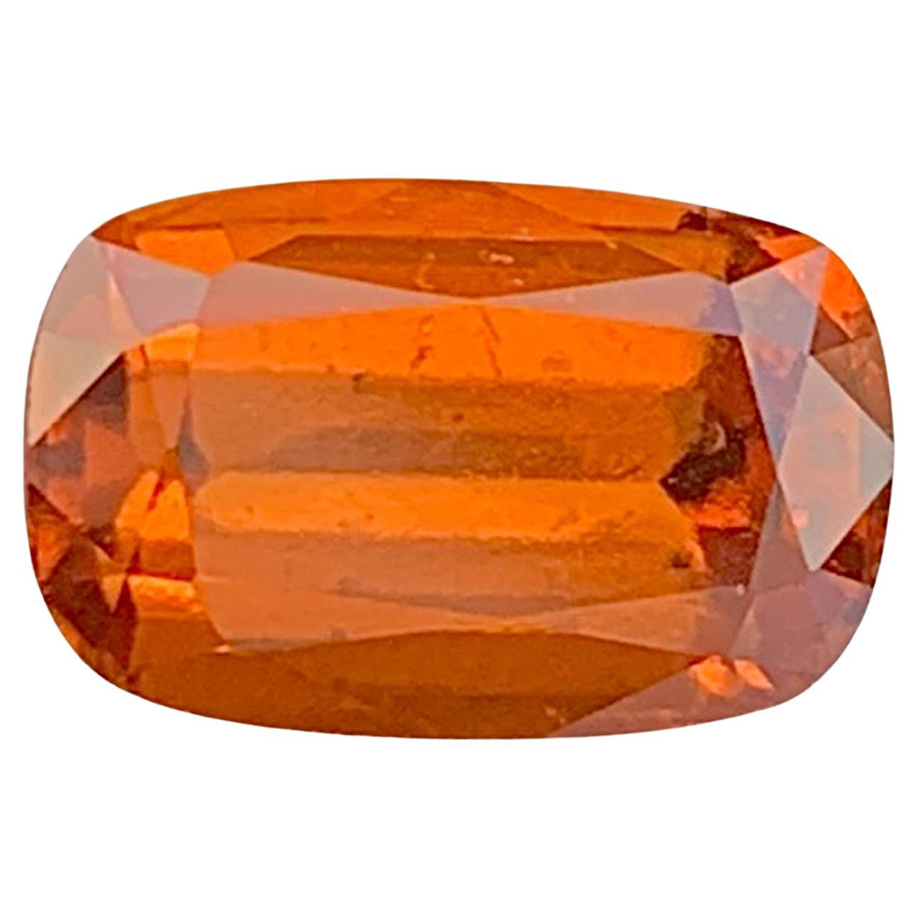 Natural Orange Garnet Gemstone: 2.93 Carat Cushion Cut January Birthstone