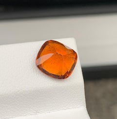 Natural Orange Garnet Gemstone: 3.66 Carat Cushion Cut January Birthstone