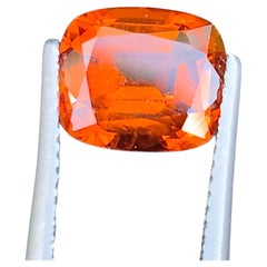 Natural Orange Garnet Gemstone: 3.73 Carat Cushion Cut January Birthstone