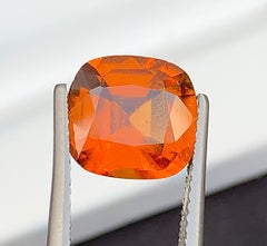 Natural Orange Garnet Gemstone: 4.23 Carat Cushion Cut January Birthstone