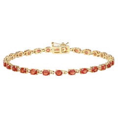 Natural Orange Sapphire Bracelet 6.98 Carats 14K Yellow Gold