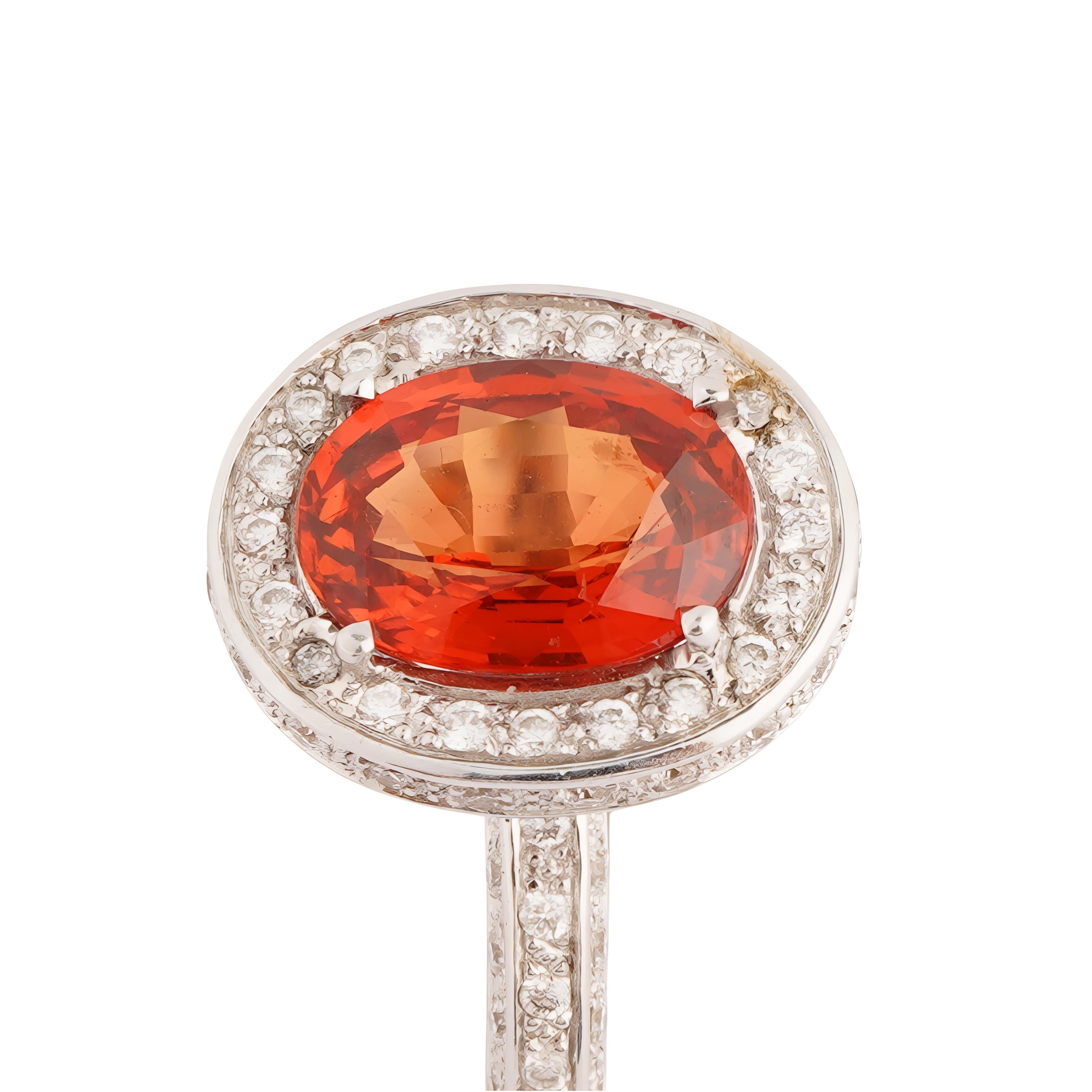 Natural orange sapphire diamond in 18k gold (Asscher-Schliff) im Angebot