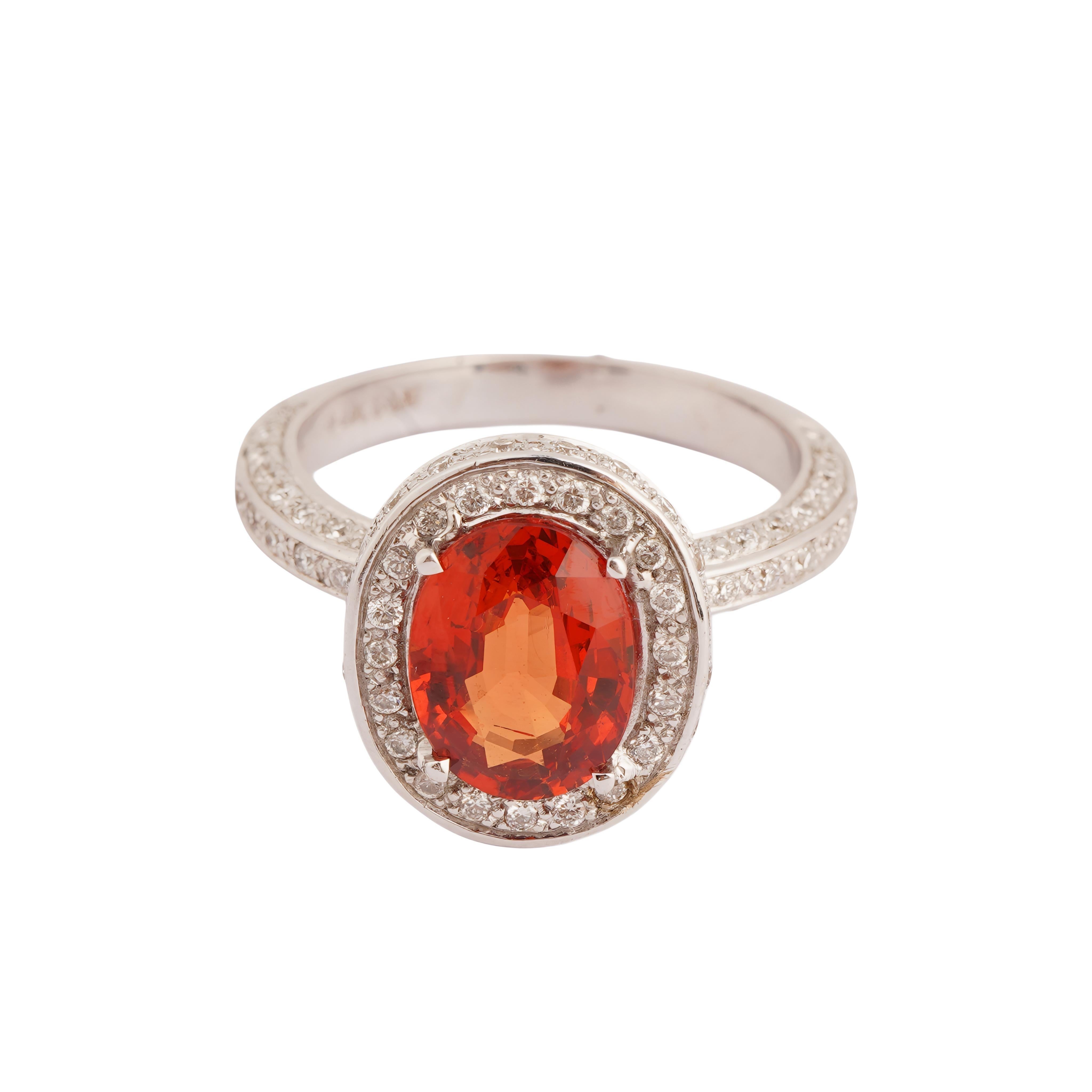 Natural orange sapphire diamond in 18k gold im Zustand „Neu“ im Angebot in jaipur, IN